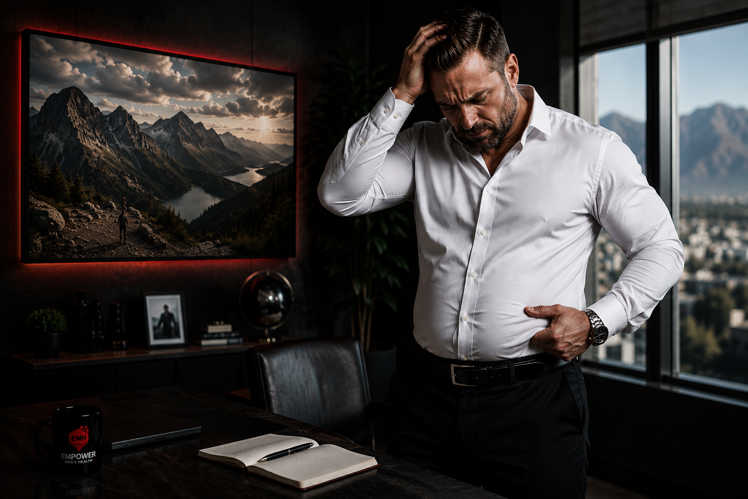 Executive struggling with weight gain before physician-led medical weight loss treatment in Rancho Cucamonga