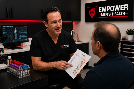 Advanced testosterone lab testing and diagnostic evaluation at Empower Men's Health in Rancho Cucamonga